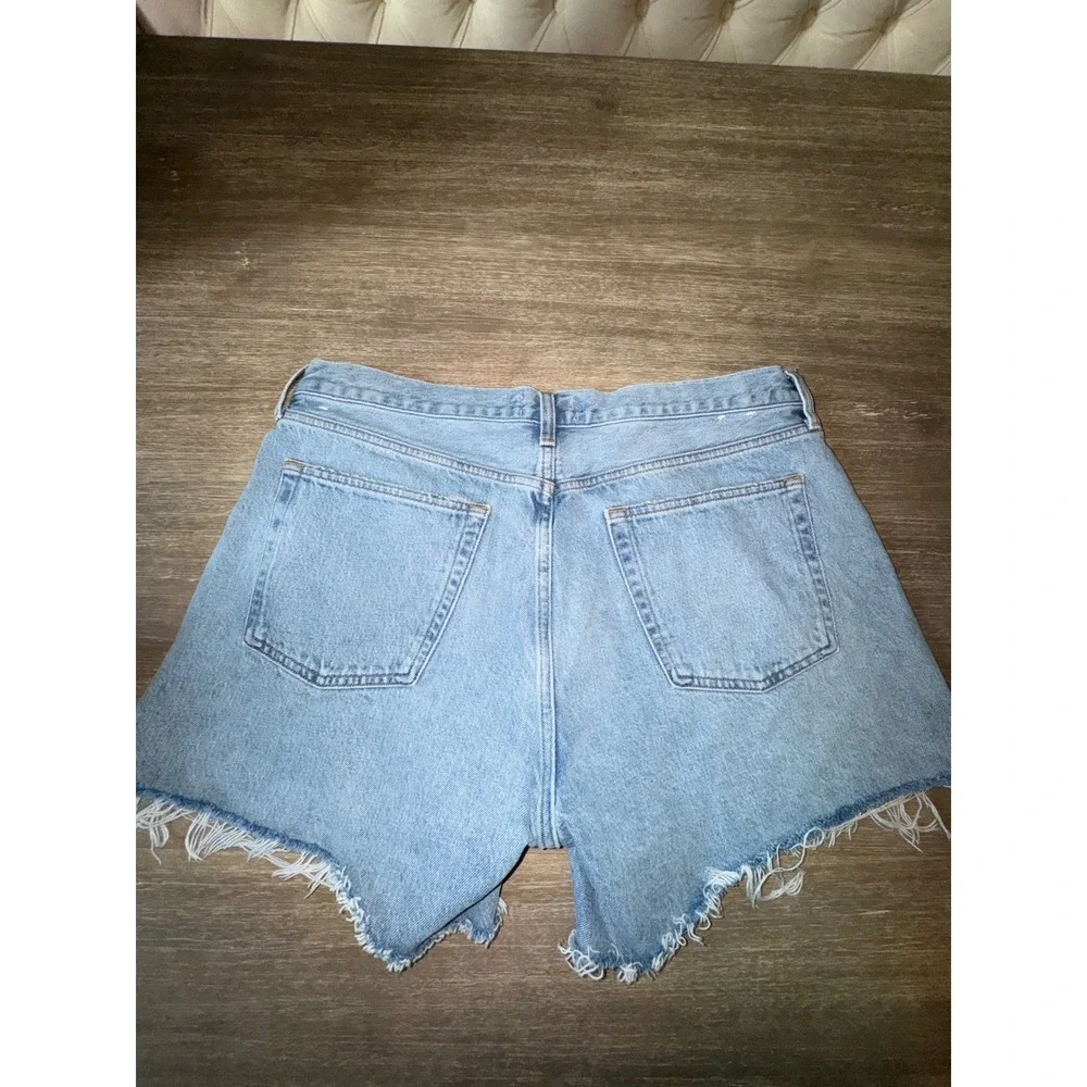 AGOLDE Parker Long High Rise Denim Shorts Light Blue Size 32 A9010B-1141